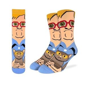 NEW‎ Good Luck Sock Trailer Park Boys Bubbles Cat Mens Crew Socks Blue Size 8-13